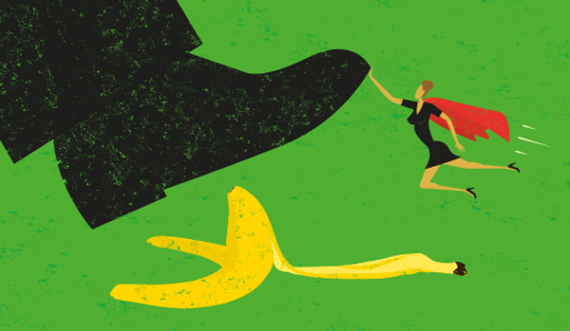 Foot slipping on banana peel