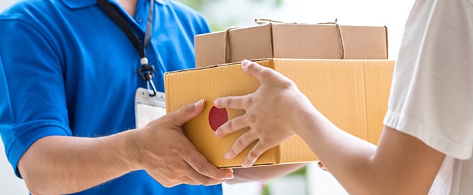 Two packages are being delivered.