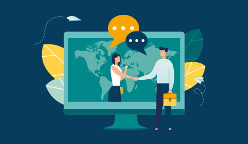 woman inside screen shaking hands with man outside the screen