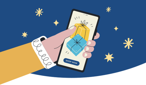 illustrated hand completing purchase online