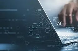 image of laptop with word AI in foreground