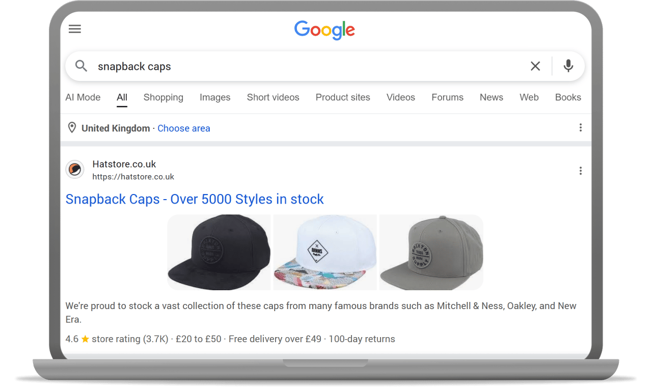 store ratings in organic Google search results